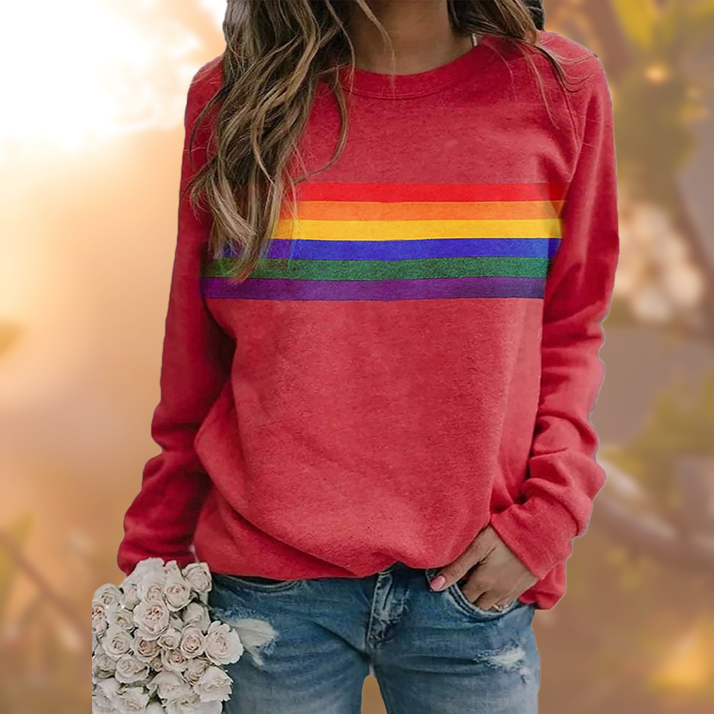Women's Arwen rainbow graphic crew neck sweatshirt in Red