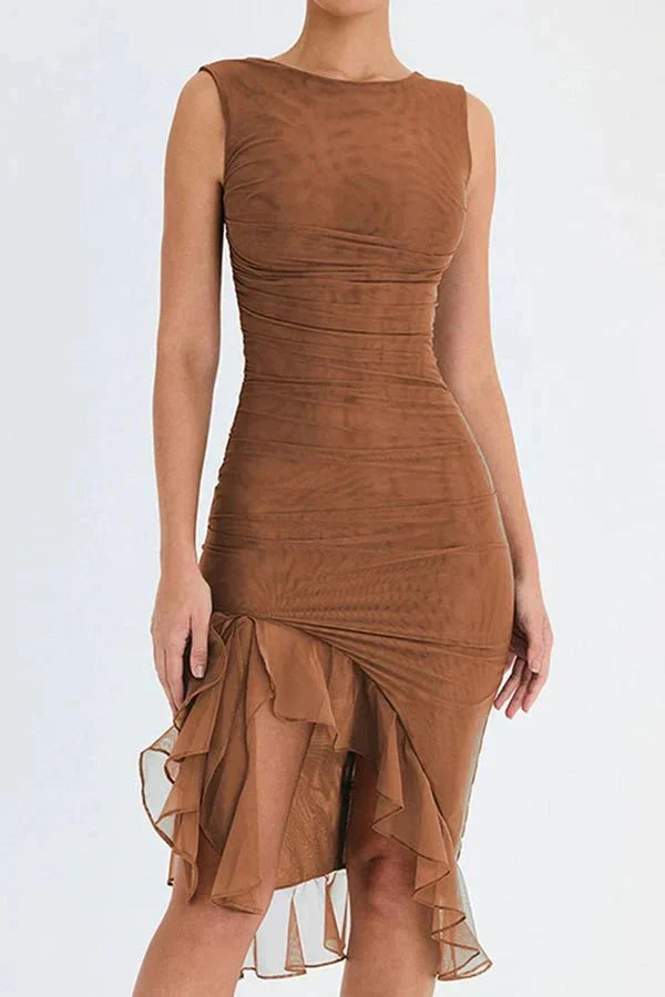 Magnolia | Ruched Sleeveless Midi Dress