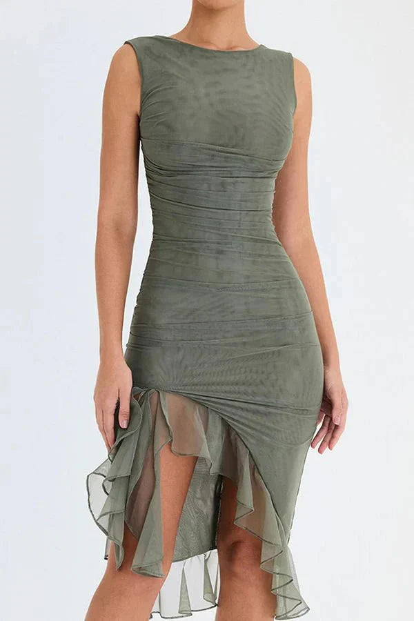 Magnolia | Ruched Sleeveless Midi Dress