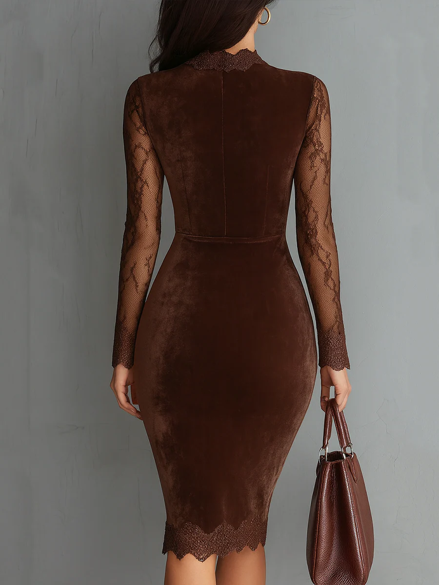 Elouise | Velvet Long Sleeve Cocktail Mini Dress