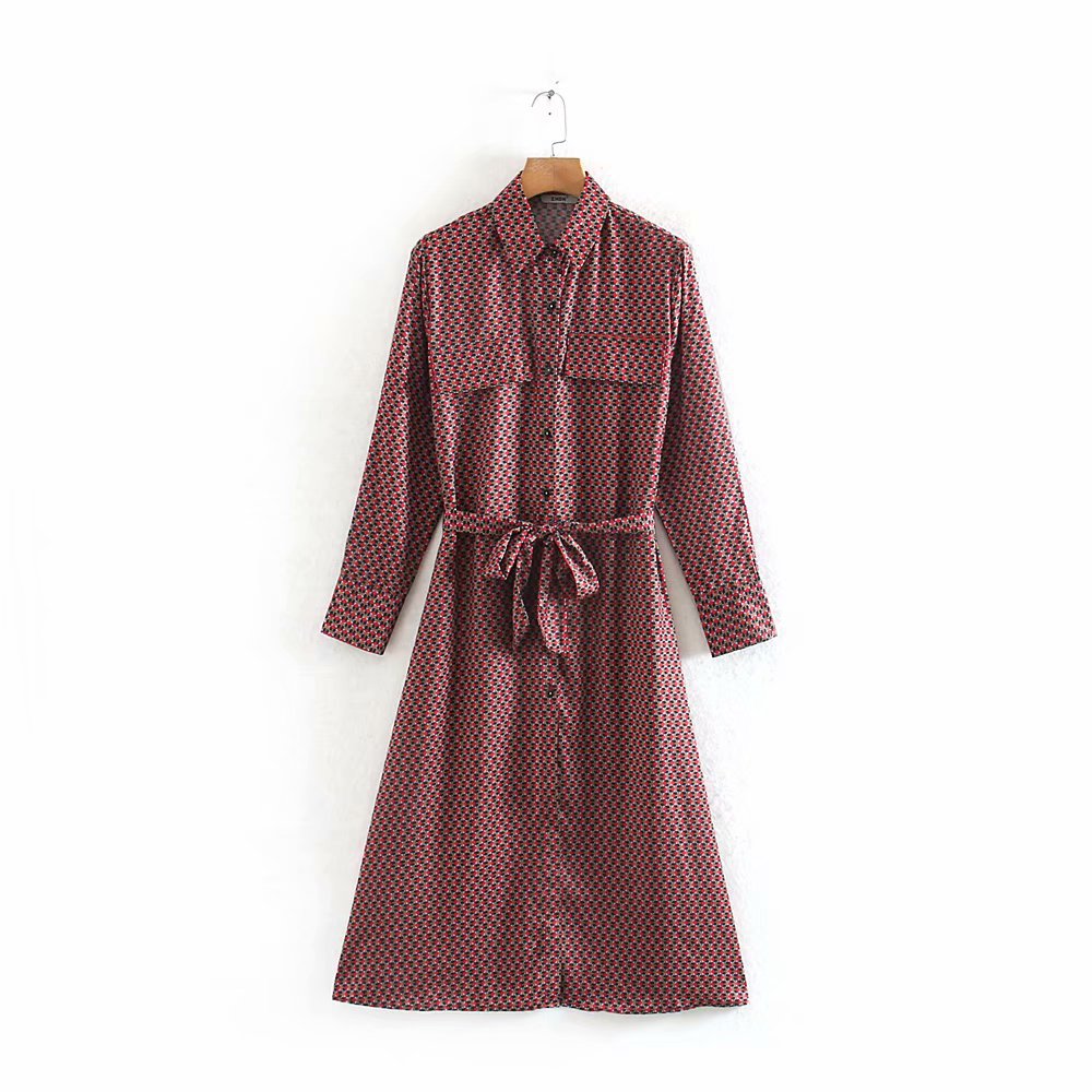 Avril red long sleeve cocktail dress, front view