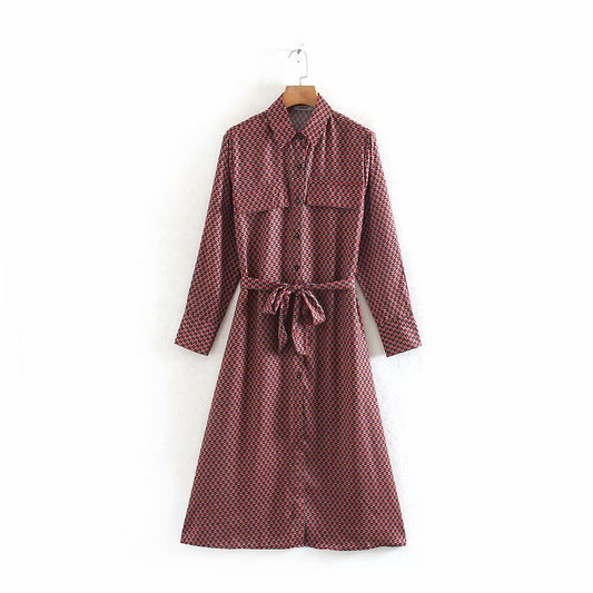 Avril red long sleeve cocktail dress, front view