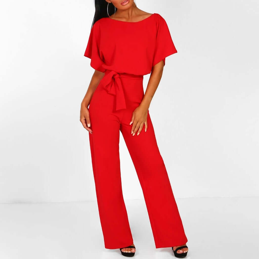 Serelle | Draped Batwing Wide-Leg Jumpsuit