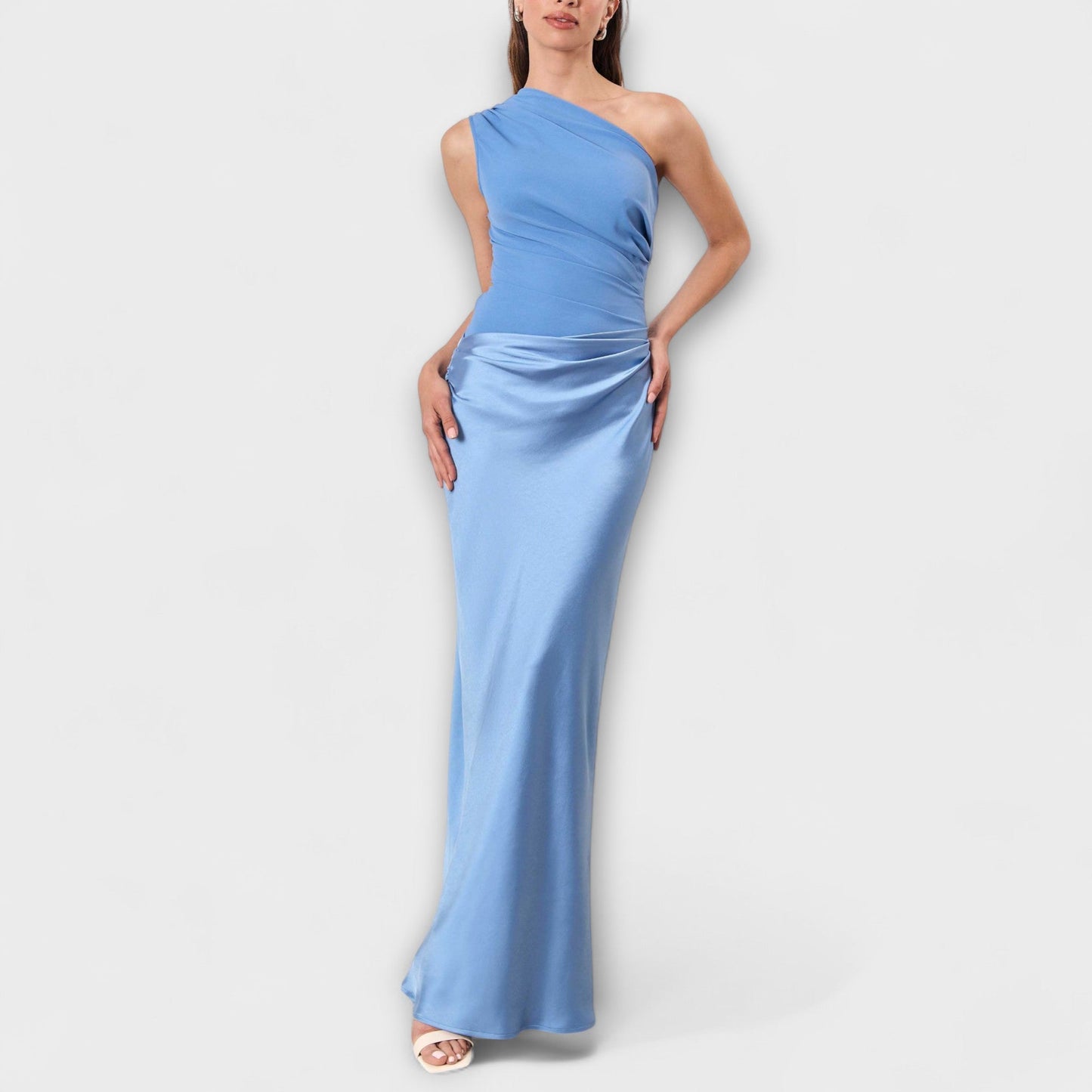 Vivienne | One Shoulder Pleated Asymmetric Prom Maxi Dress