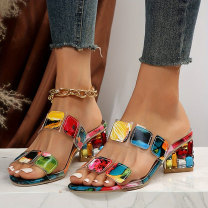 Pétronille | Strappy Block-Heel Slide Sandals