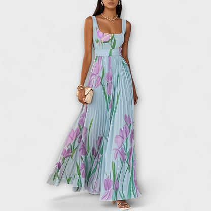 Josephine | Square Neck Floral A-Line Prom Midi Dress