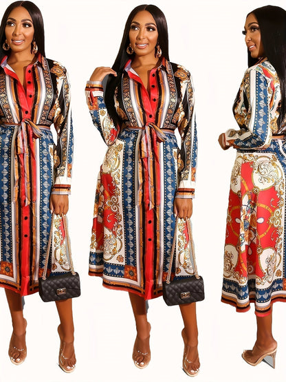 Saffron | Long Sleeve Shirt Midi Dress