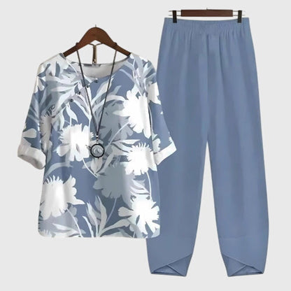 Mariella | Printed Top & Tapered Pants Set