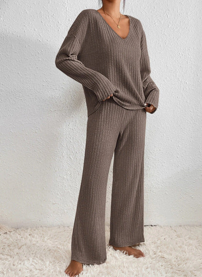 Esmae | Ribbed Knit Top and Trouser Set
