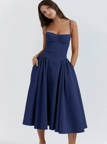 Women's Belisande sweetheart A-line midi cocktail dress in Blue
