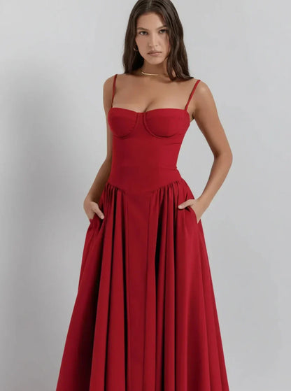 Women's Belisande sweetheart A-line midi cocktail dress in Red