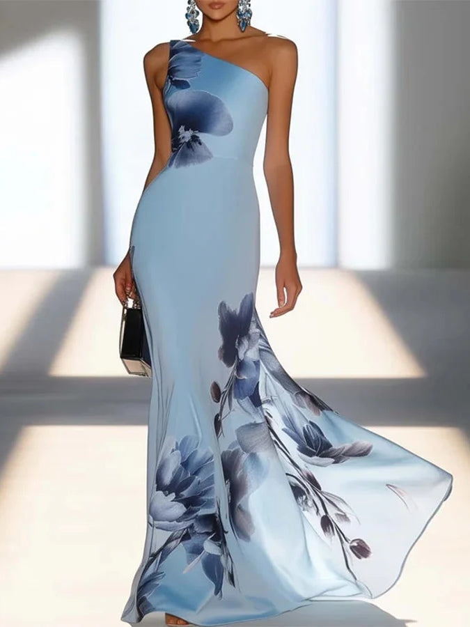 Bernadette | One-Shoulder Floral Wedding Guest Maxi Dress
