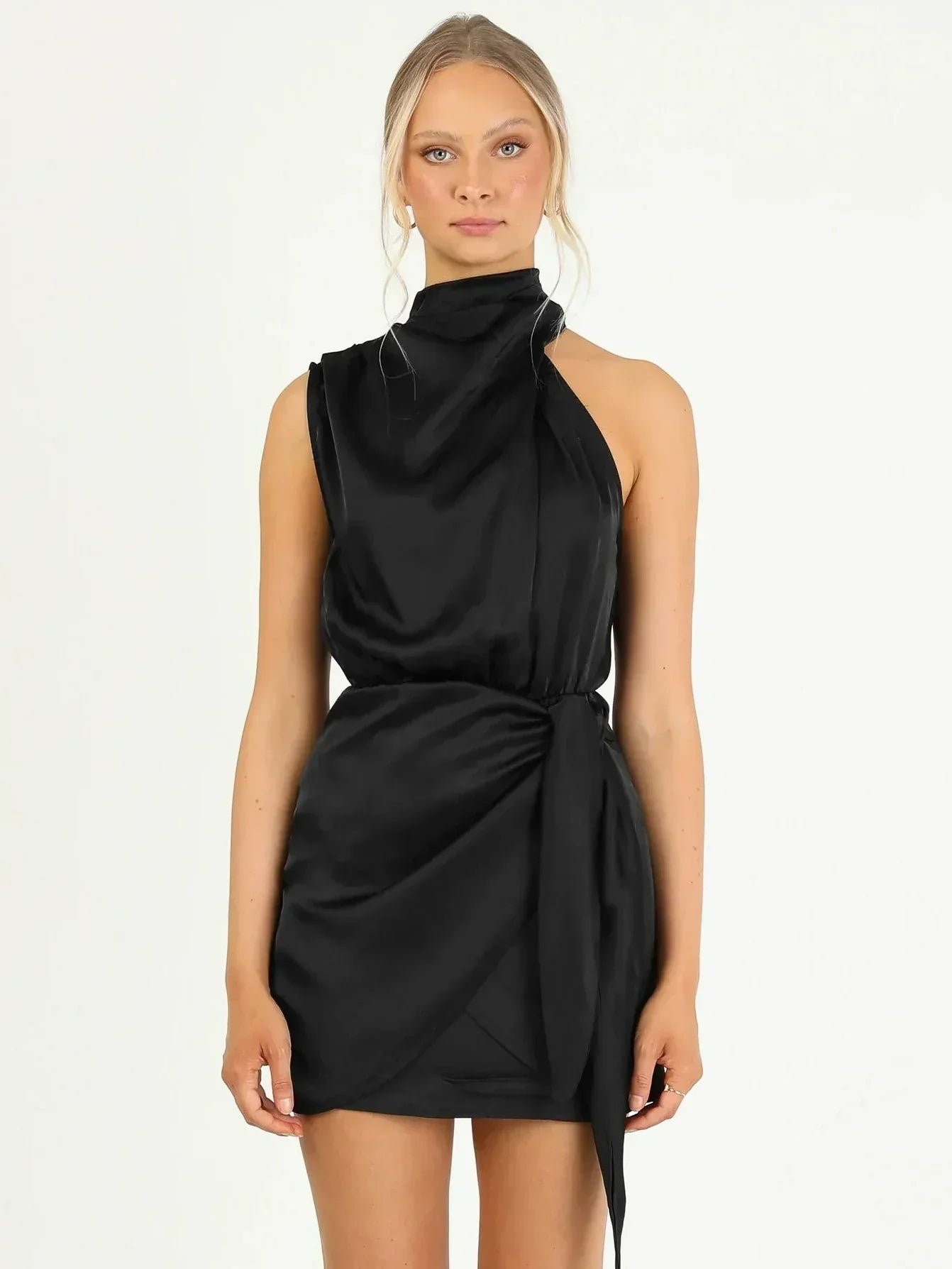 Anthea | Satin Halter Mini Dress