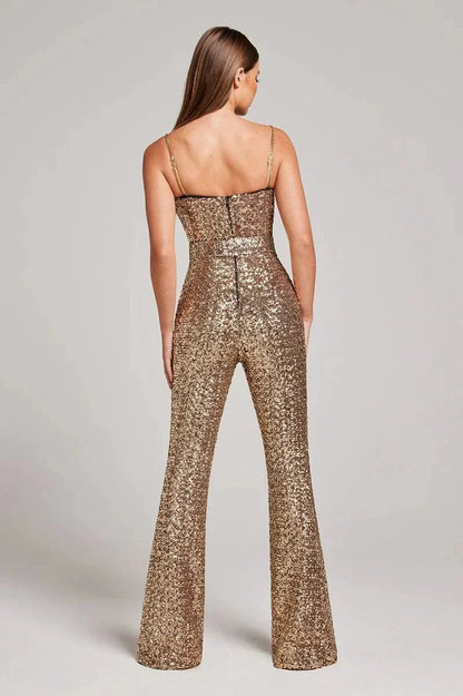 Sparkly strapless jumpsuit, color variant
