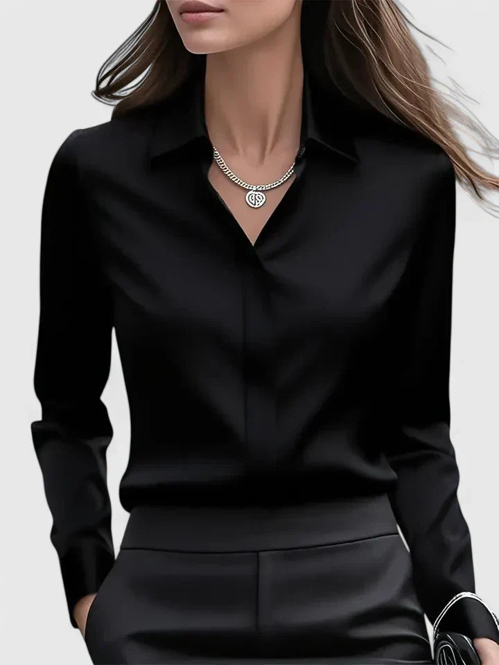 Annalise | Button Down Blouse With Curved Hem