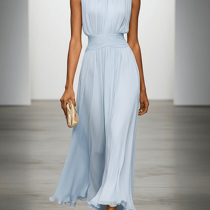 Rosemary | Ruched Waist Pleated Wedding Guest Maxi Dress