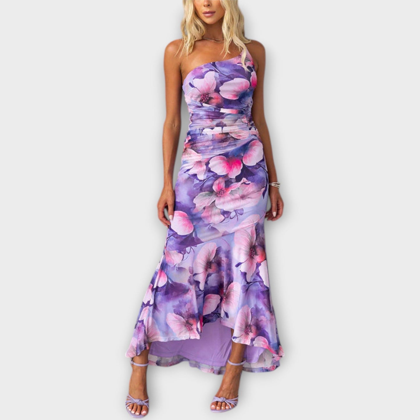 Cassia | Asymmetric Mesh Prom Maxi Dress