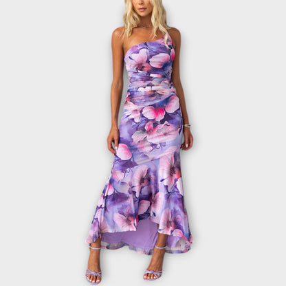 Cassia | Asymmetric Mesh Prom Maxi Dress