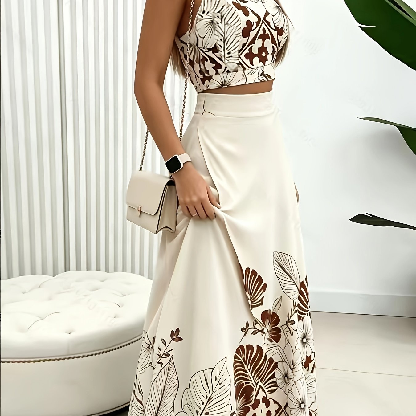 Calla | Botanical Print Halter Skirt Set