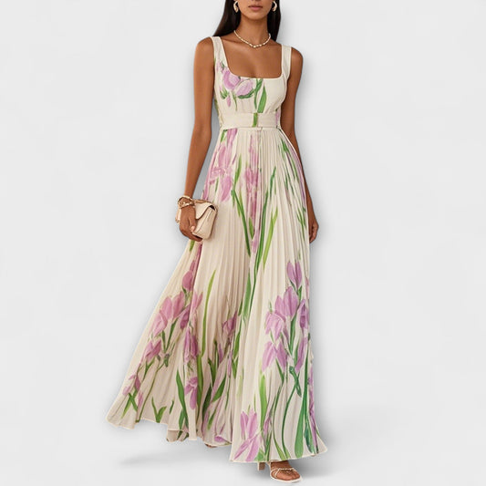 Josephine | Square Neck Floral A-Line Prom Midi Dress