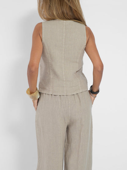 Vera | Buttoned Vest and Wide-Leg Trouser Set