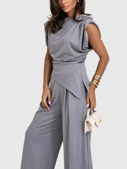 Sharon | Asymmetric Top & Wide Leg Pants Set
