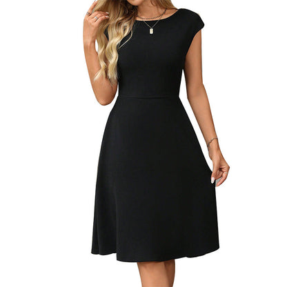Cap sleeve skater mini dress, close-up of the fabric