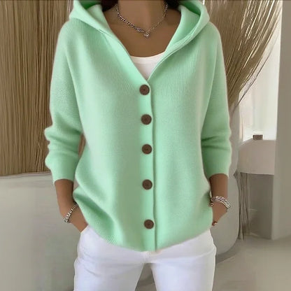 Cato | Hooded Button-Front Knit Cardigan