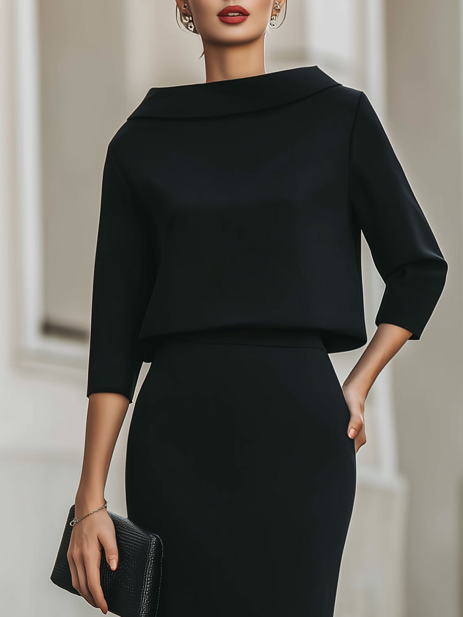 Margot | Boat Neck Top & Midi Skirt Set