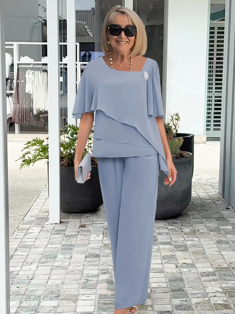 Sylvana | Layered Top & Wide Leg Pants Set