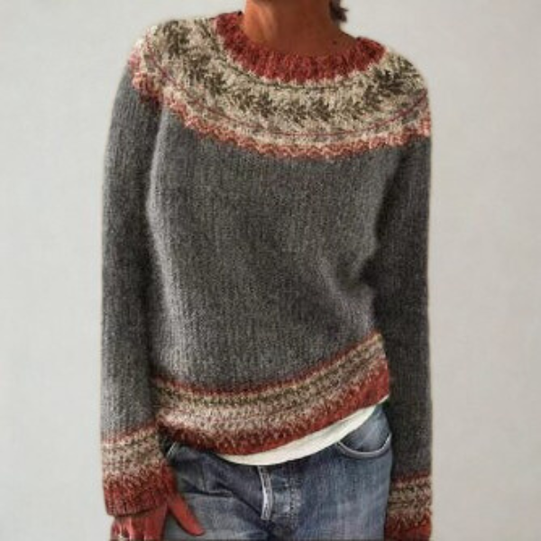 Women's Ciara vintage-inspired pattern sweater in Gray