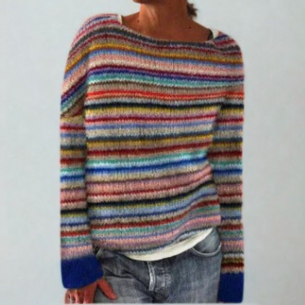Women's Ciara vintage-inspired pattern sweater in Rainbow