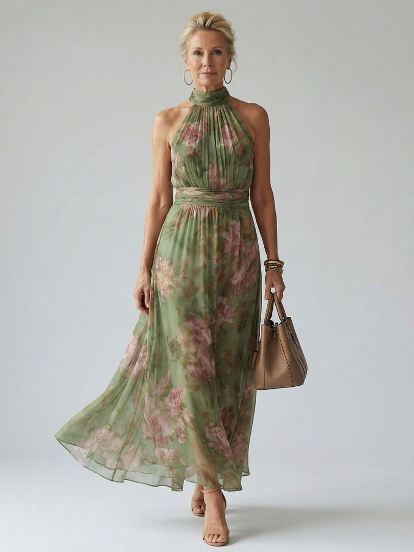 Hortense | Floral Halter Midi Dress