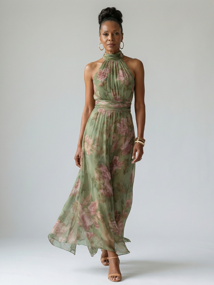 Hortense | Floral Halter Midi Dress