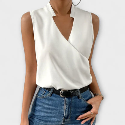 Coralise | Sleeveless Wrap Collared Blouse