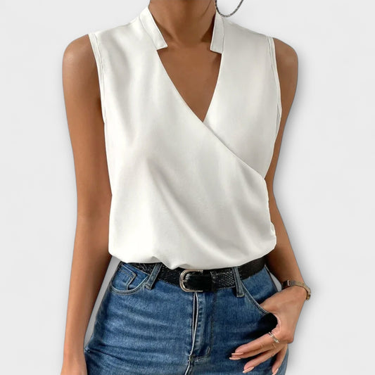 Coralise | Sleeveless Wrap Collared Blouse
