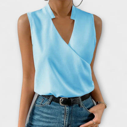 Coralise | Sleeveless Wrap Collared Blouse