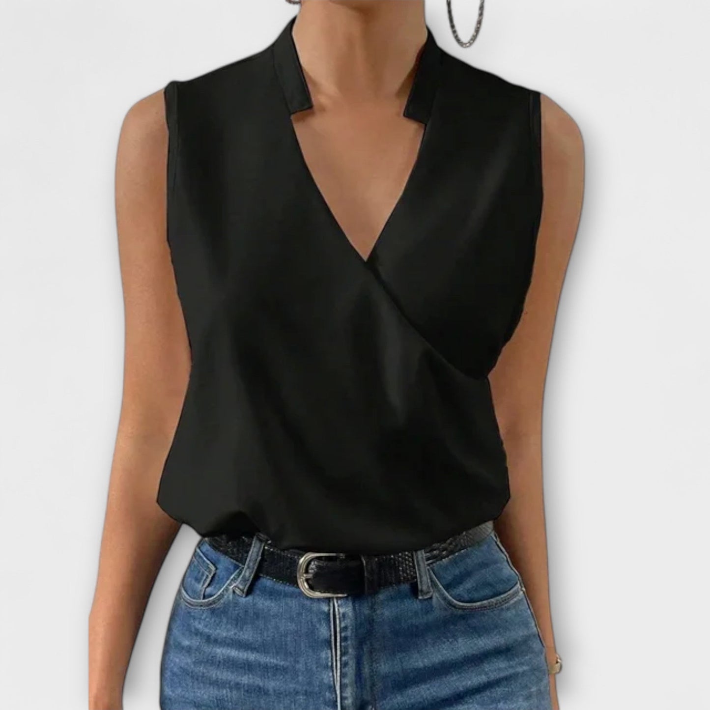 Coralise | Sleeveless Wrap Collared Blouse