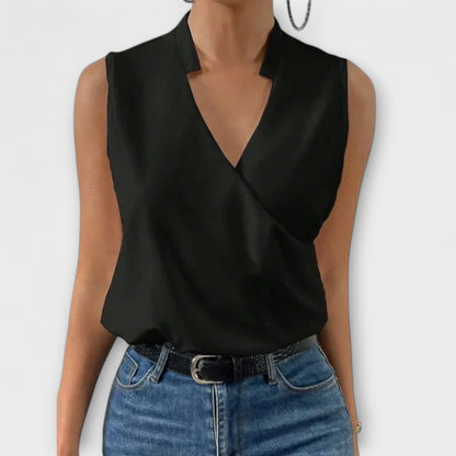 Coralise | Sleeveless Wrap Collared Blouse