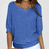 Elowyn | Crew Neck Three-Quarter Sleeve Knit Sweater