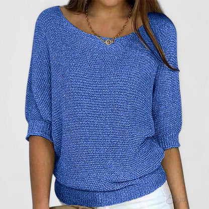 Elowyn | Crew Neck Three-Quarter Sleeve Knit Sweater