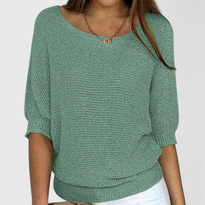 Elowyn | Crew Neck Three-Quarter Sleeve Knit Sweater