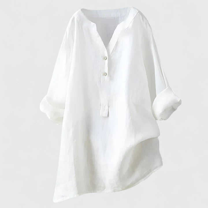 Augusta | V Notch Button Front Blouse