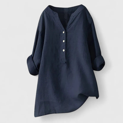 Augusta | V Notch Button Front Blouse