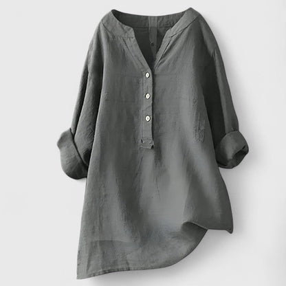 Augusta | V Notch Button Front Blouse