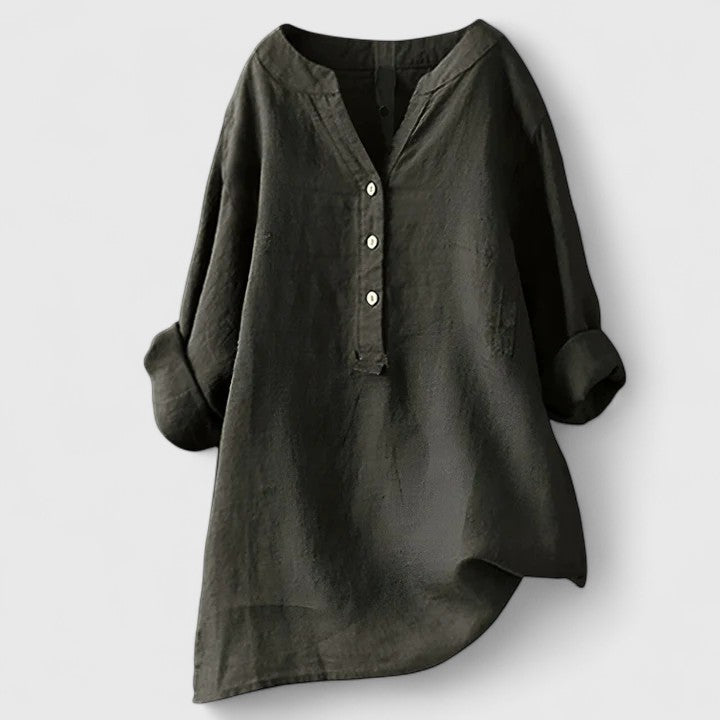 Augusta | V Notch Button Front Blouse