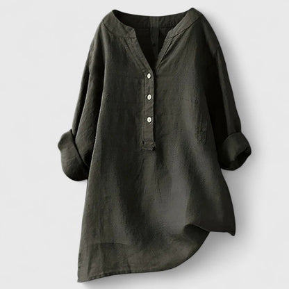 Augusta | V Notch Button Front Blouse