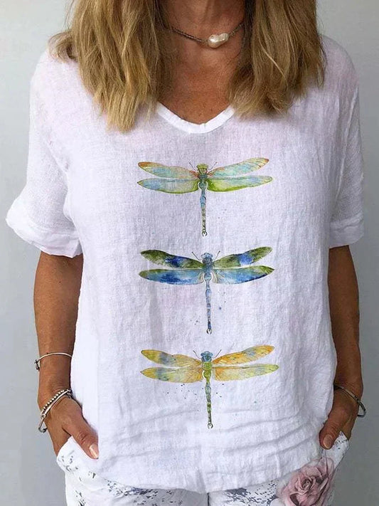 Juno | Floral V-Neck Short Sleeve Top