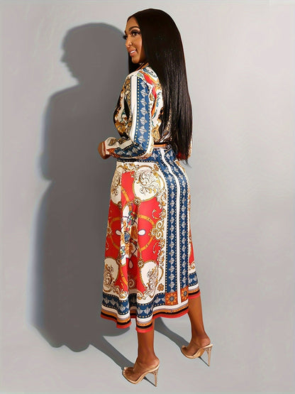 Saffron | Long Sleeve Shirt Midi Dress