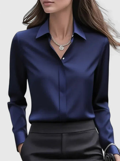Annalise | Button Down Blouse With Curved Hem